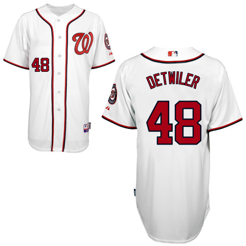 Ross Detwiler #48 Youth Baseball Jersey-Washington Nationals Authentic Home White Cool Base MLB Jersey